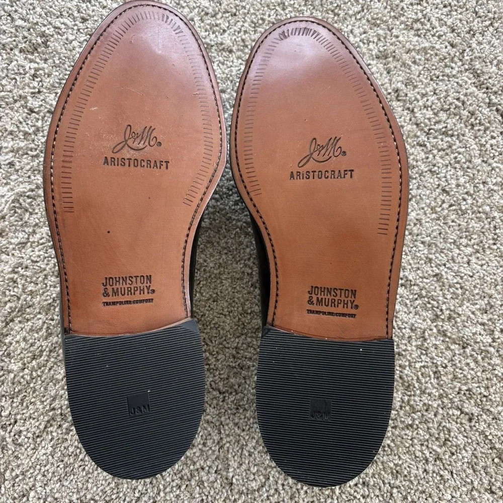 JOHNSTON & MURPHY Aristocrat Deerfield Black Wing Tip Dress Shoes Size 9